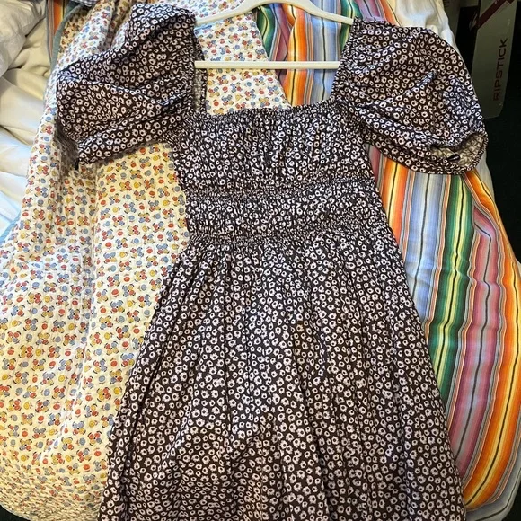 Matteau Shirred Peasant Mini Dress